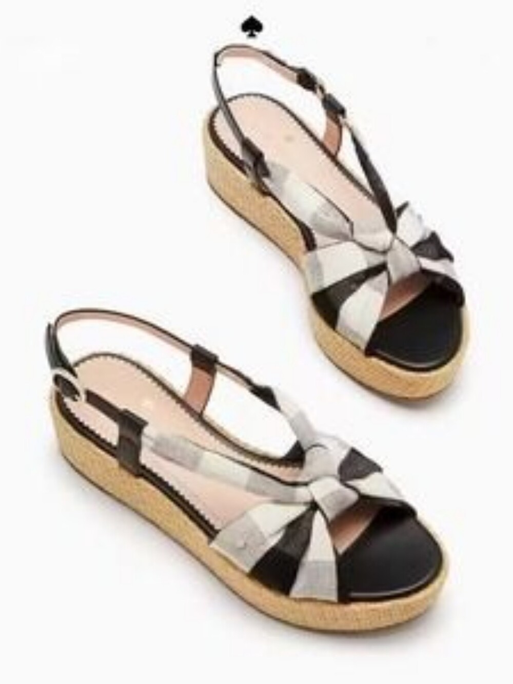 Kate Spade Betsy Platform Sandal Black & White Gingham Size 8.5